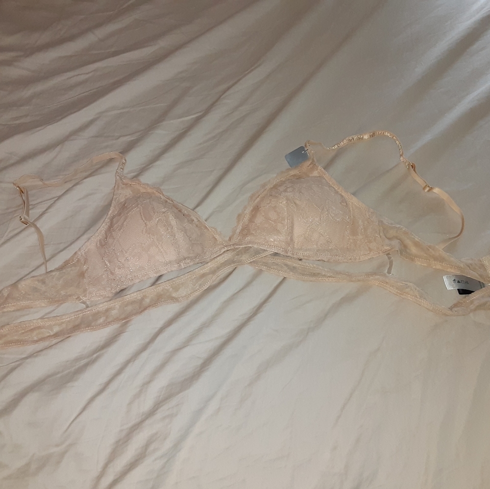 Beige bralette.